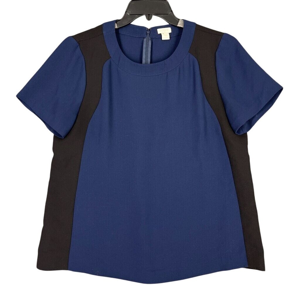 J Crew Blouse Womens 12 Colorblock Office Preppy Minimal Workwear Top Old Money